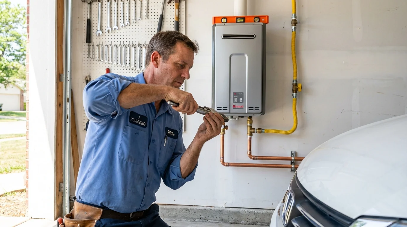 Tankless water heater installation by a Johns Plumbing LLC plumber in Clinton